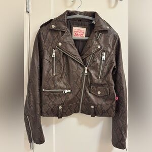Levi's Brown Snake-Print Moto Jacket with Silver Hardware
